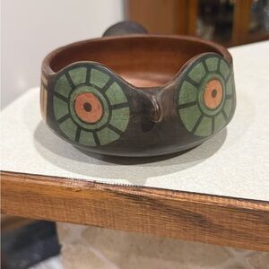 Handcrafted Ceramic Owl Bowls made in La Serena Chile Set of 4. Rare Find!
